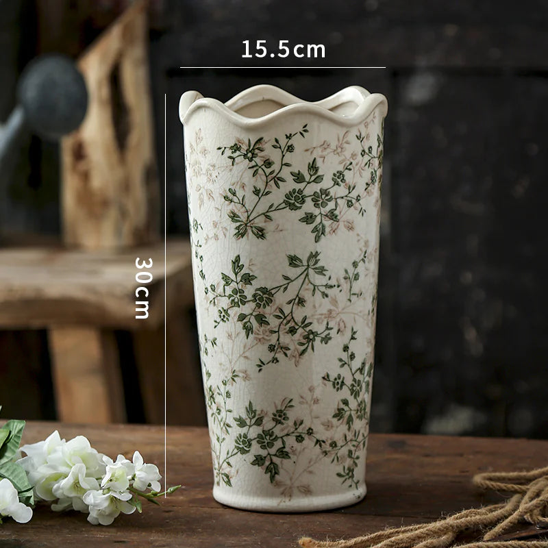 Simple Green Retro Ceramic Vase Decorations