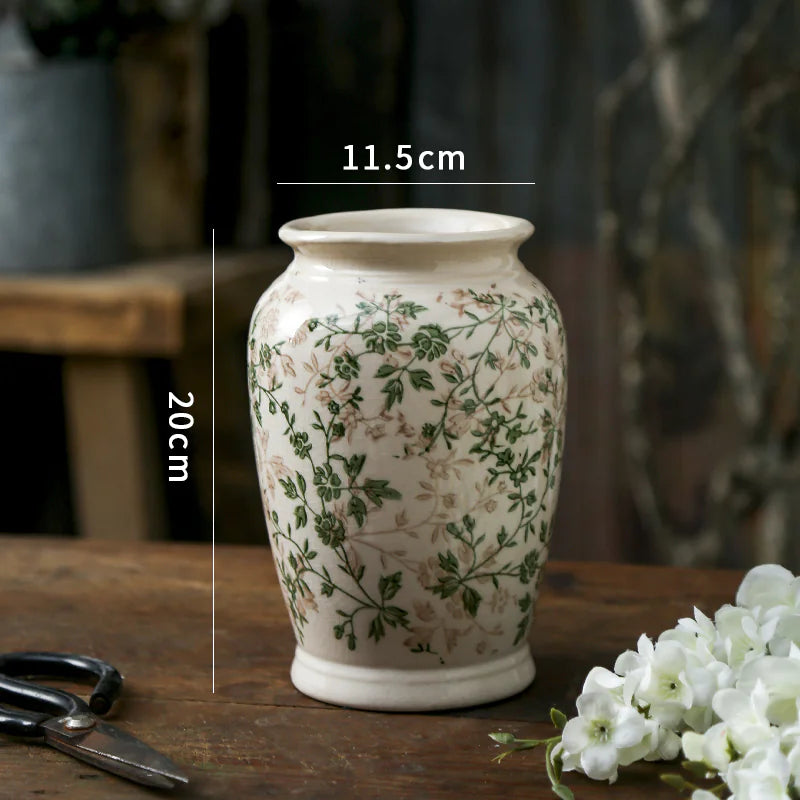 Simple Green Retro Ceramic Vase Decorations