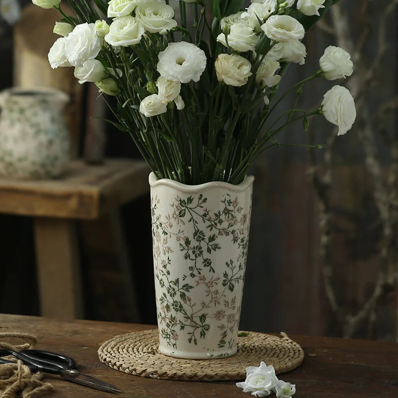 Simple Green Retro Ceramic Vase Decorations