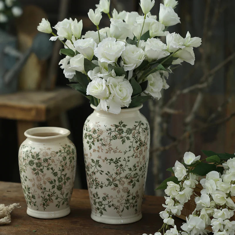 Simple Green Retro Ceramic Vase Decorations